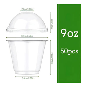 X100 Vasos Plasticos Desechables Vaso Tapa Domo Sin Hoyo 9oz Transparente