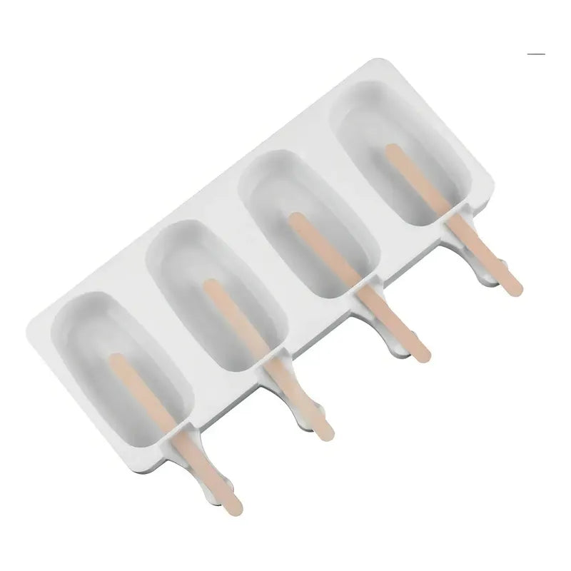 Levys Bazar Molde Silicona 4 Para Helado De Palito Blanco