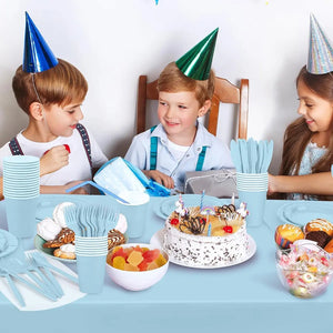 Set Cumpleaños Vasos Servilletas Platos Desechables 20 P/p Celeste