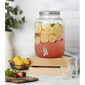 Jarro Para Jugo Dispensador De Bebidas Jarro De Vidrio 4l Color Transparente / Dispensador Liso Sin Atril 4l