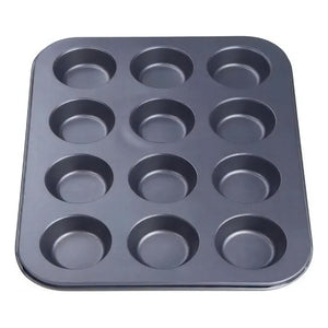 Molde 12 Muffins Cupcakes Placa Teflón Pettish Online Vc Color Negro