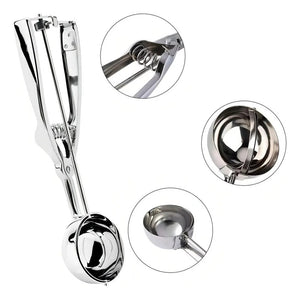 Pack X3 Cucharas Helado Cuchara Helado Cuchara De Helado 6cm Cuchara Profesional Para Helados Con Liberación De Gatillo... Plateado