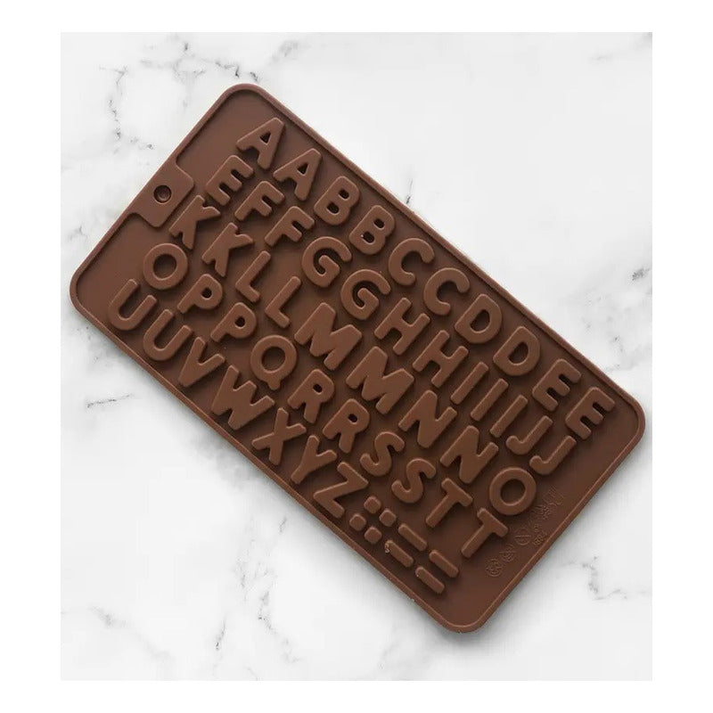 2 Moldes Chocolate Moldes De Silicona Molde Doble Abecedario Marrón Claro