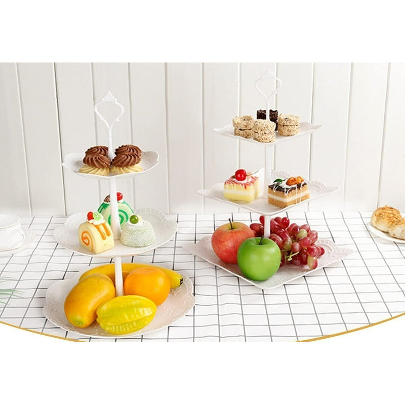 Pack X4 Porta Torta Porta Cupcakes  Torre Porta Cupcake Blanco