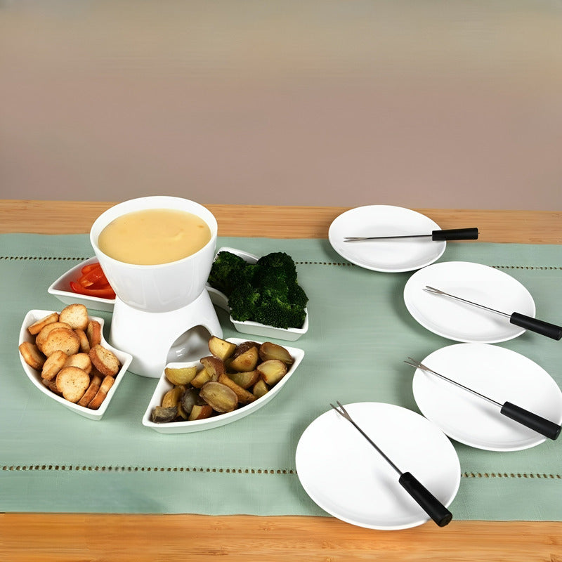 Fondue Queso Juego De Fondue Ceramica Fondue Chocolate 10pcs Blanco