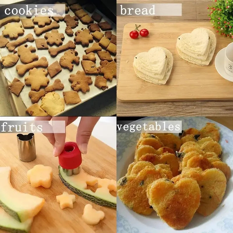 12 Moldes De Galleta Cortador Galletas Moldes Galletas 5867 Gris Claro Flor, Circulo, Estrella, Corazon 5867