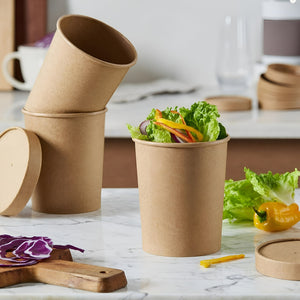 Set X50 Pote Kraft Contenedor De Alimentos Potes C/tapa 32oz