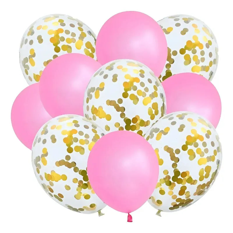 8 Globos Decoracion Cumpleaños Globos Metalico Corazon 3096 Rosado, Negro, Blanco