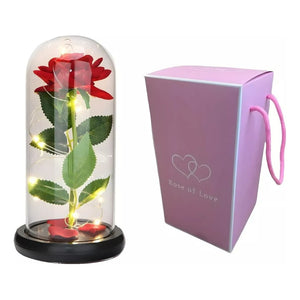 Pack X2 Rosa Eterna Rosa Preservada Led San Valentin Rosas Rojo 110762