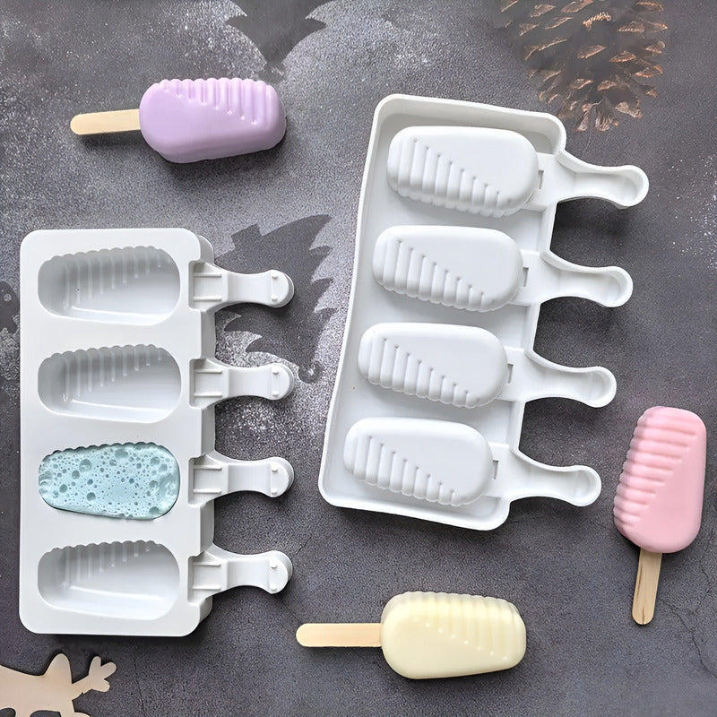 X2 Moldes De Silicona Para Helados Molde Helado Paletas 420 Blanco