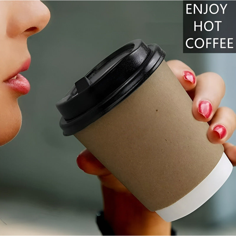 25 Vasos Desechables Vaso Cafe Kraft Doble Pared C/tapa 8oz Marrón Claro / Vaso Kraft Doble Pared 8oz