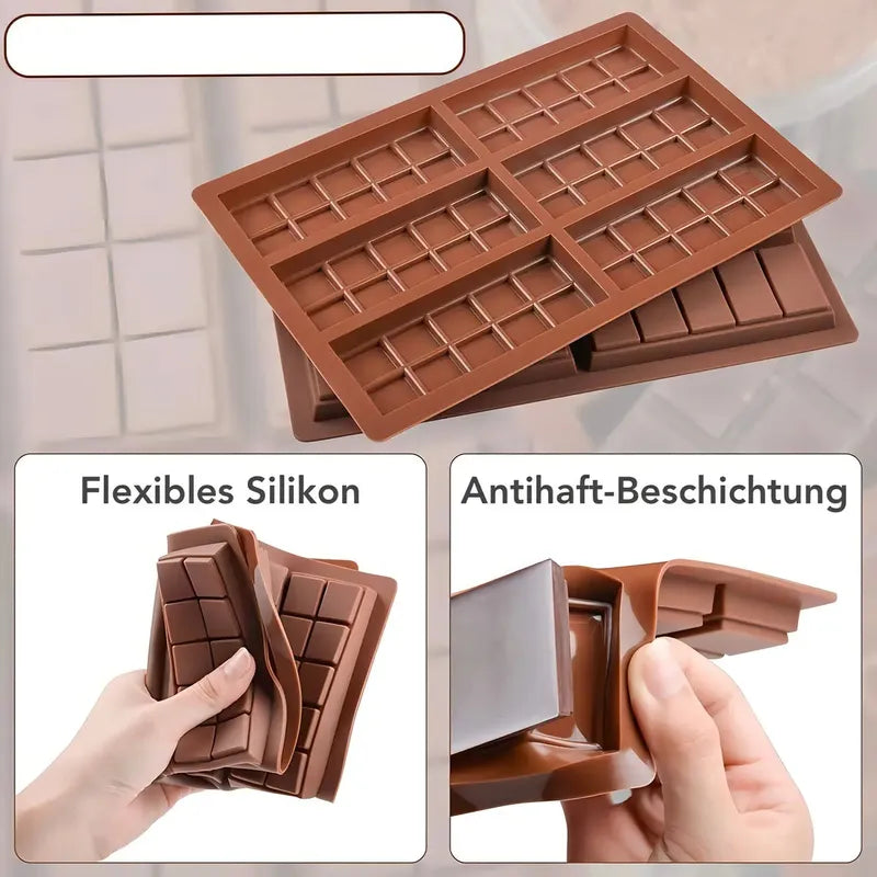 Moldes De Chocolate Moldes Barra De Chocolate Silicona 6066 Molde Para Barras De Proteína Cavidades Rectangulares Medianas Molde Antiadherente Para Hornear Bandeja Rectangular Pasteleriuscl Marrón