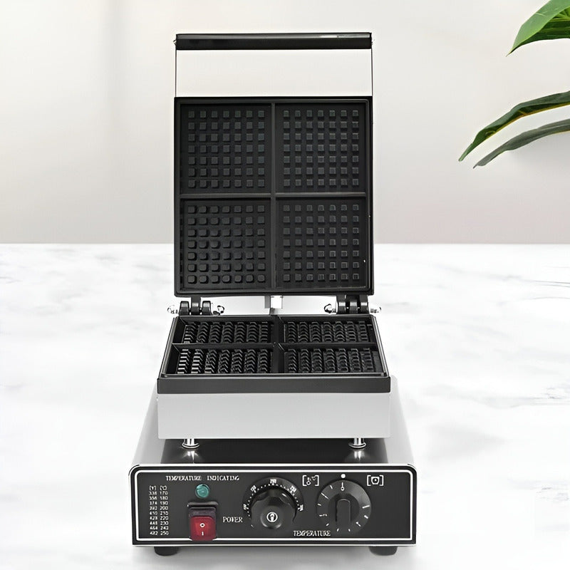 Wafflera Maquina De Waffles Waflera Industrial Wafleras 4cav Plateado