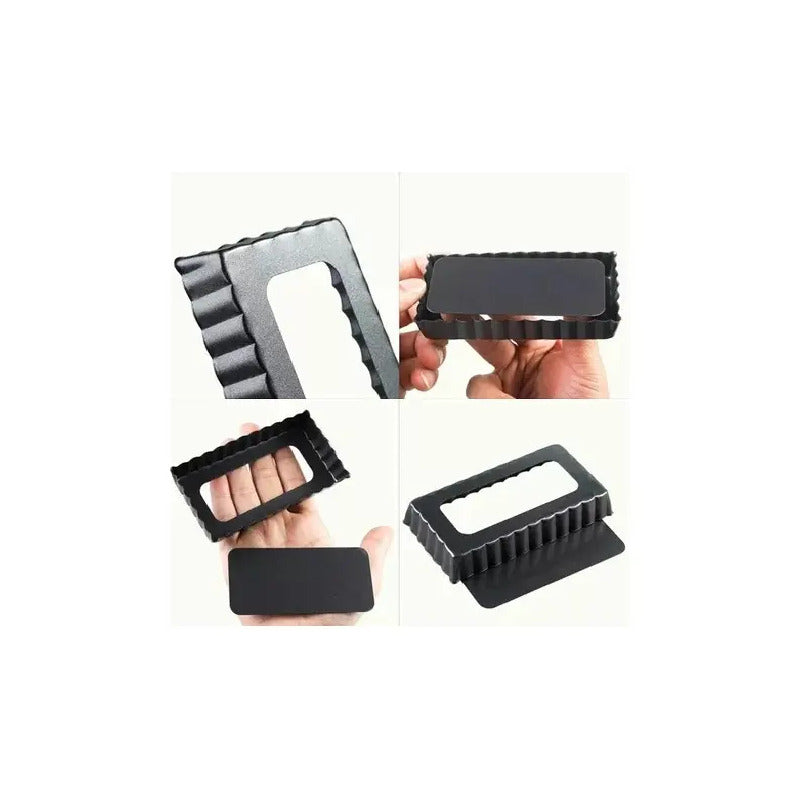 Pack De 6 Moldes Rectangulares Para Mini Tartaletas Con Base Desmontable Antiadherente Gris