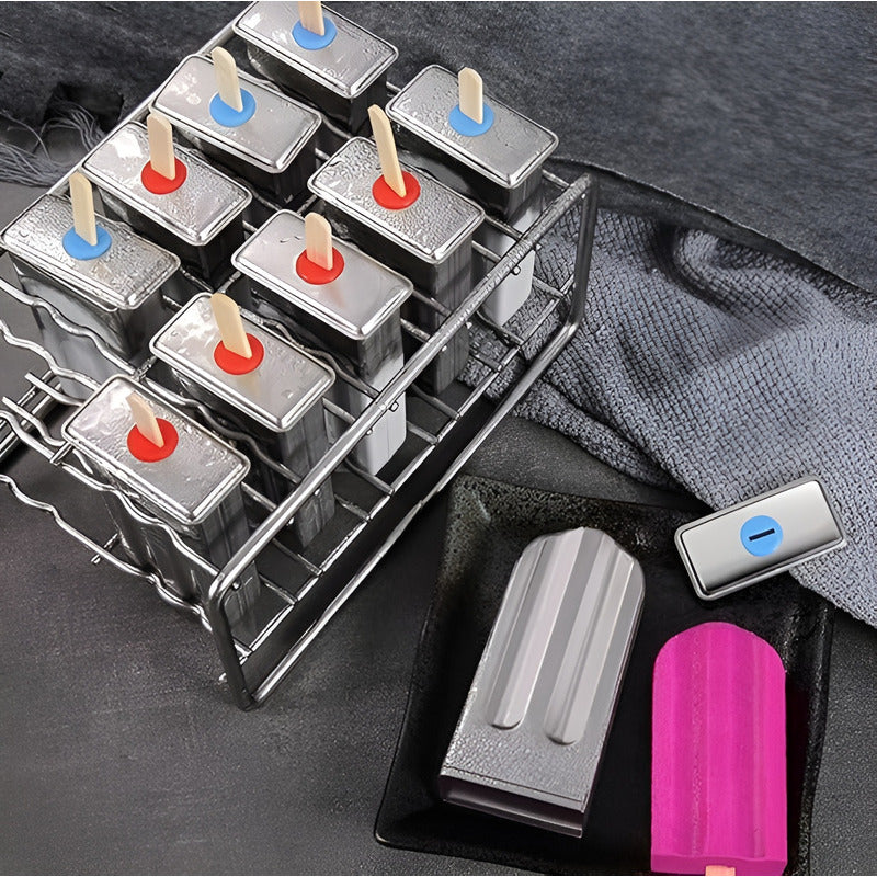 Molde Helados Moldes Reposteria Molde Helado Paletas 10cav Plateado