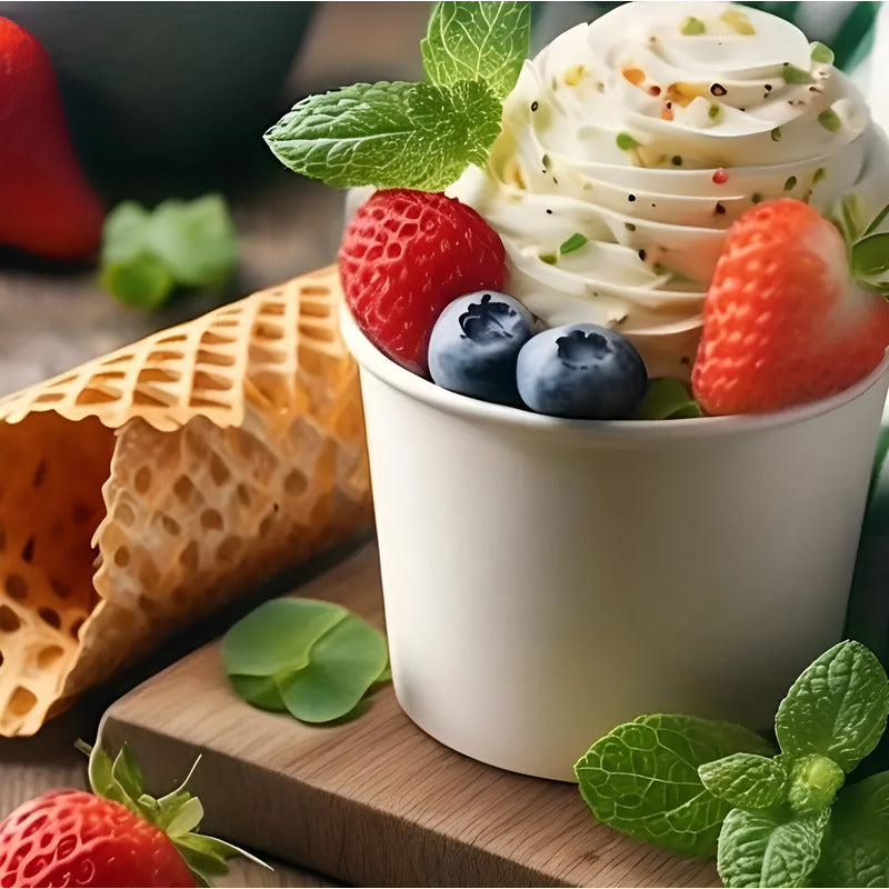 200 Vasos Polipapel Pote Helado Desechables Vaso Helado 12oz Blanco / Pote Helados 12oz