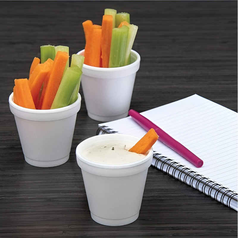 X1000 Vasos Plumavit Termico Vasos Desechable Vaso 6oz/177ml - Blancos