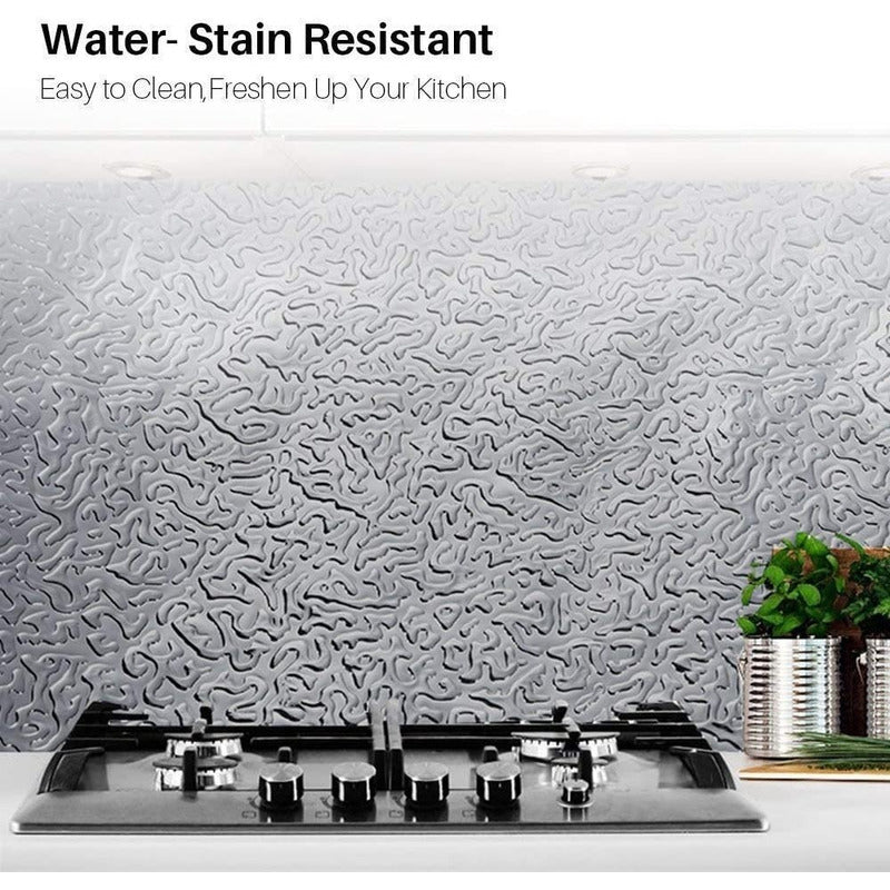 Papel Aluminio Autoadhesivo Papel Mural Cocina Laminas 3mts Gris Rollo 3mx40cm  120403