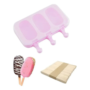 Moldes De Silicona Para Helados Molde Paletas Helado 3 Cavid Moldes Para Helado Con Palitos De Madera Molde Ovalados... Multicolor