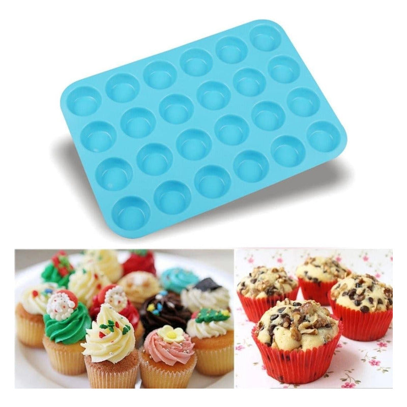 Molde Cupcakes 24 Mini Cupcakes Molde Para Tortas Reposteria Multicolor