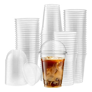 50 Vaso Desechable Plastico Vaso Con Tapa Domo Con Hoyo 16oz Vasos Plasticos Desechables Vasos Para Bebidas Juego De... Transparente