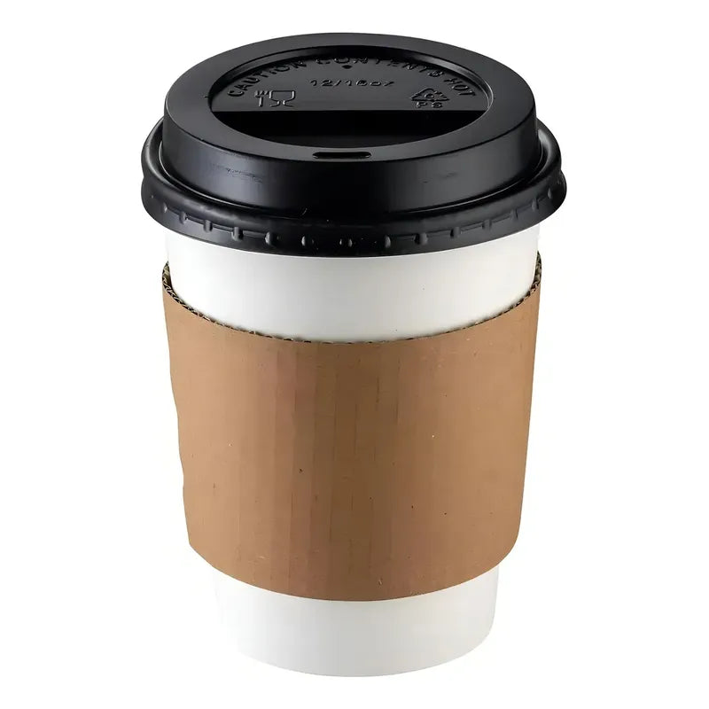 Vaso Cafe Kraft Vasos Polipapel Vaso C/tapa+manga 150und 8oz Termico Polipapel Vaso Con Tapa Kraft Vaso De Café... Blanco
