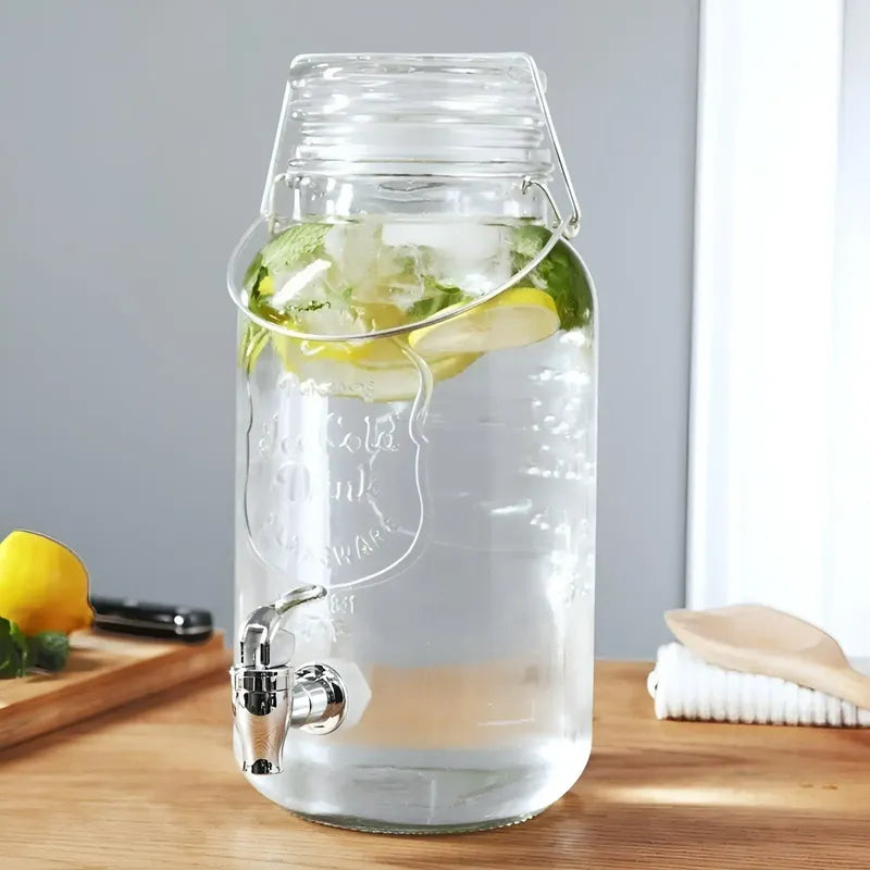 Dispensador De Bebidas Jarro De Vidrio Para Jugos Jarra 3.8l Transparente.
