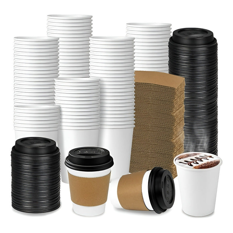 Vaso Cafe Kraft Vasos Polipapel Vaso C/tapa+manga 8oz 100und Blanco / Vaso 8oz