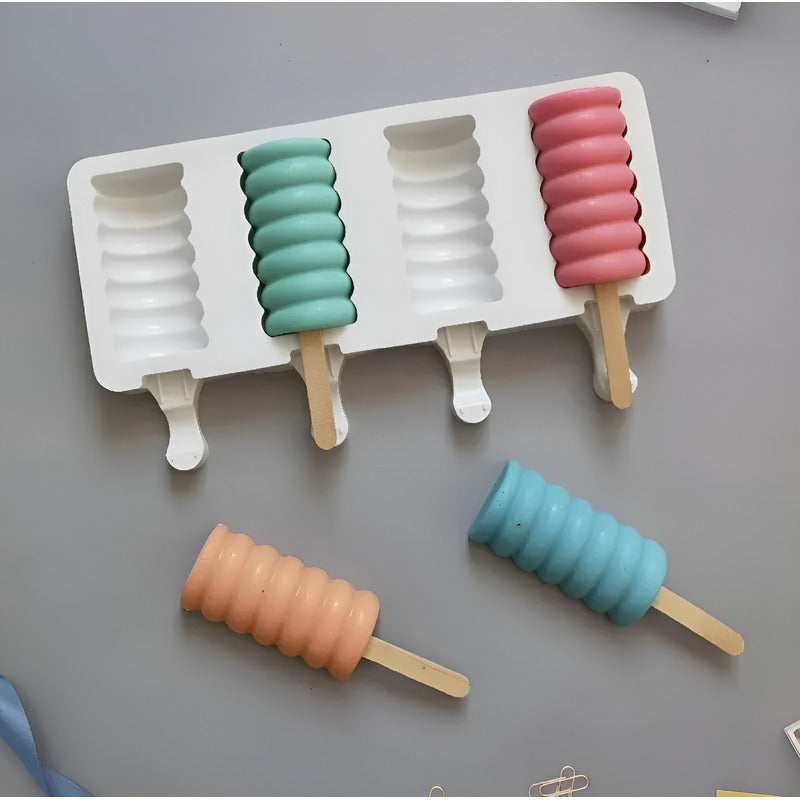 X2 Molde Helados Molde Helado Silicona Molde Paletas Mini395 Blanco / Molde Helados 4cav 6395
