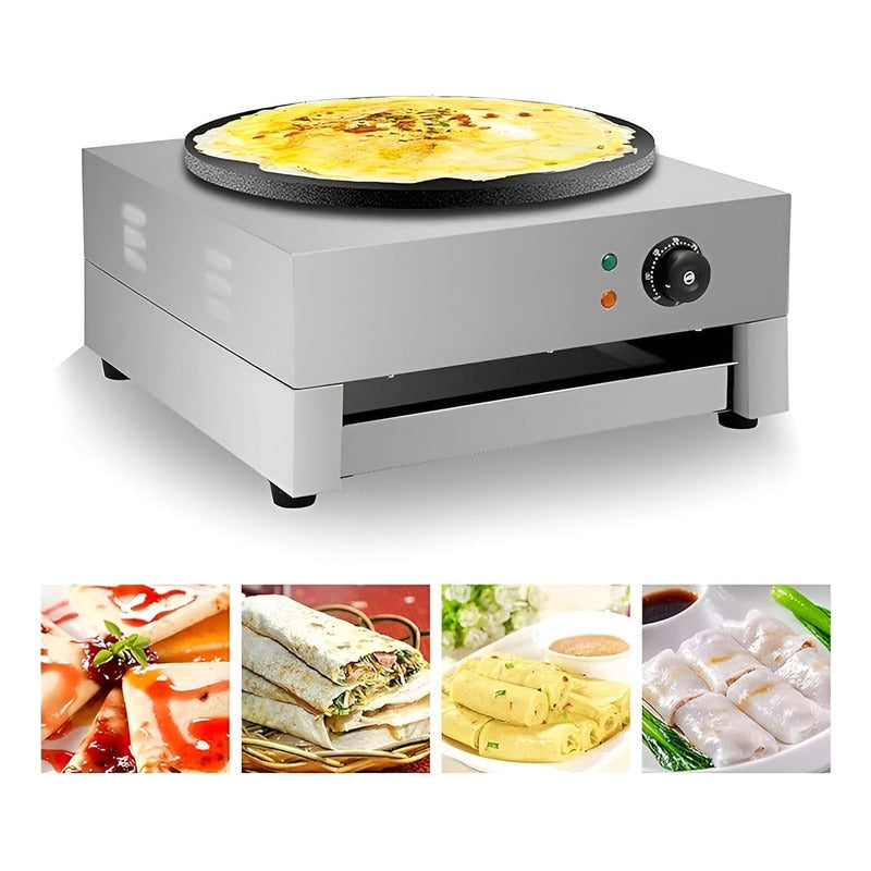 Maquina Para Panqueques Panquequera Electrica Crepera 3000w Plateado