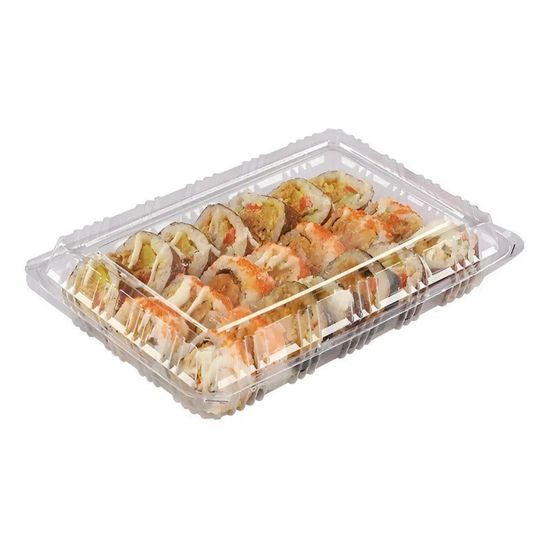 140 Bandejas Plastica Para Sushi Envase Transparente 3 Rolls Bandejas Desechables Para Delivery Y Restaurante Contenedor Para Comida Envase Plástico Transparente Para Sushi Con Tapa Dura Pasteleriuscl