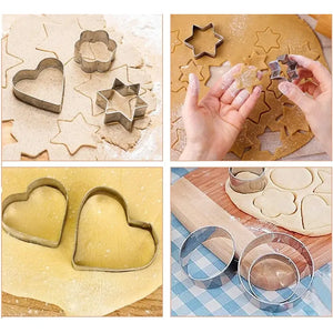 12 Moldes De Galleta Cortador Galletas Moldes Galletas 5867 Gris Claro Flor, Circulo, Estrella, Corazon 5867