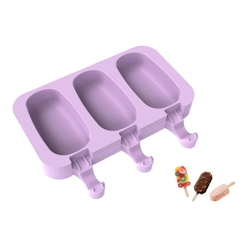 Moldes De Silicona Para Helados Molde Paletas Helado 3 Cavid Multicolor