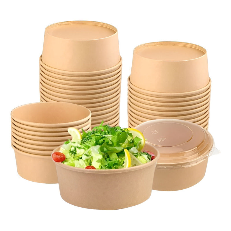 X200 Bowl Con Tapa Bowls Plastico Envases Bowl Kraft 750 Cc Beige / Bowl Con Tapa 750cc
