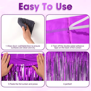 Guirnalda Cortina De Cumpleaños Decoracion Cortina Metálicas Violeta Oscuro Cortina Metalica 2x1mts