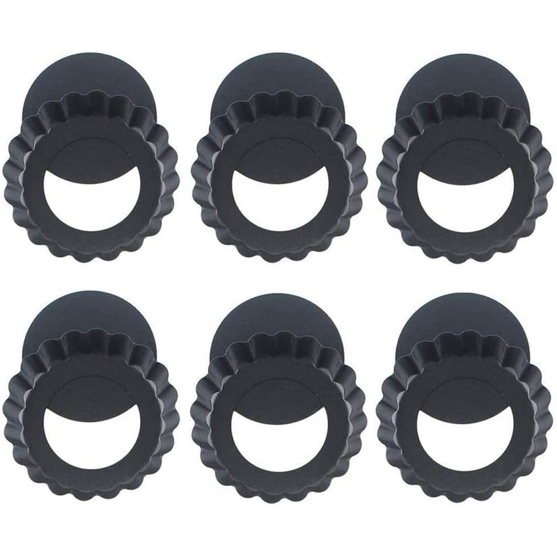 Pack X6 Moldes Tartaleta Desmontable Tarta Individual 10,5cm Gris