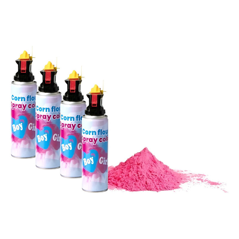 Set 4 Extintor Humo Revelacion De Genero Cañon Spray Color Rosado