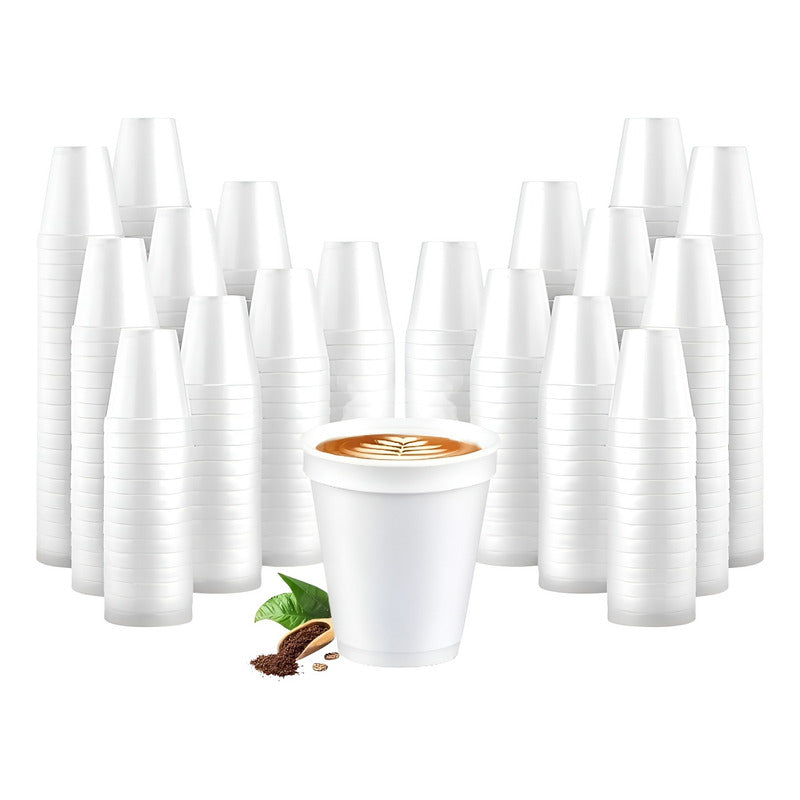 X1000 Vasos Plumavit Termico Vasos Desechable Vaso 6oz/177ml - Blancos