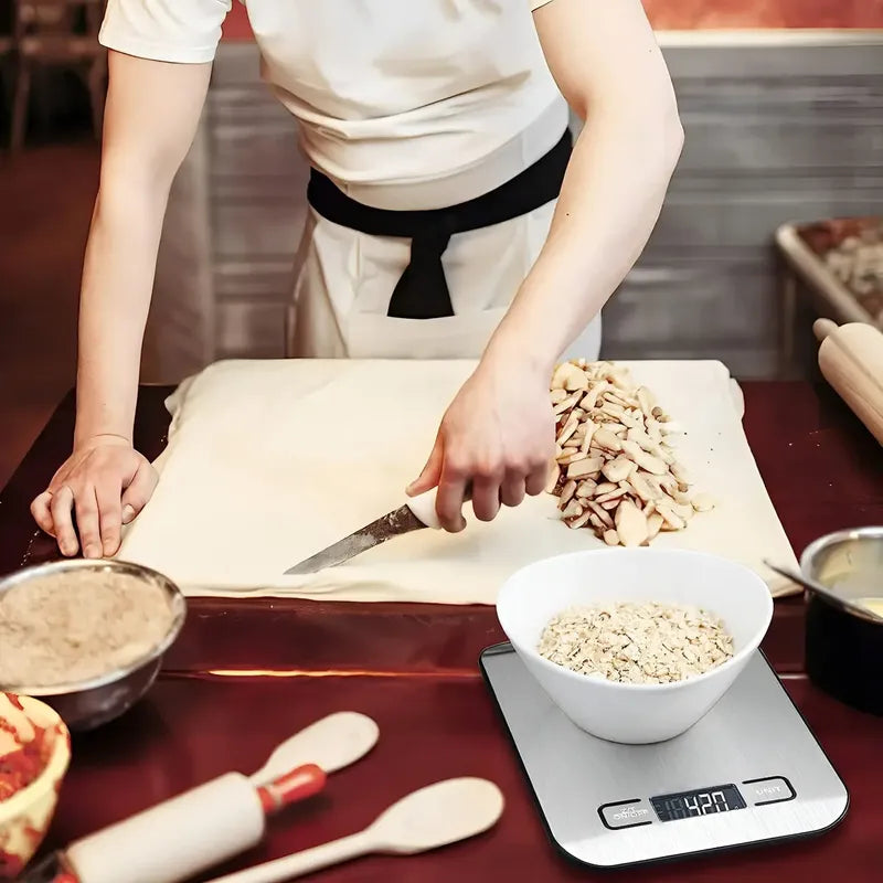 Báscula De Cocina Digital De Acero Inoxidable Para Alimentos Con Tara Y 5 Kg De Capacidad Plateado 5 G