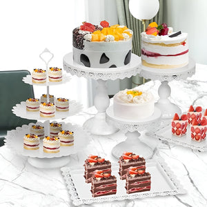 Set 7 Porta Cupcakes Bases Para Tortas Alzadores Candy Bar Blanco / Set 7pcs