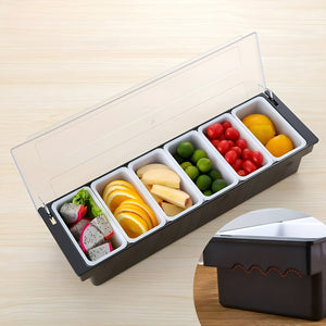 Bandeja Dispensador Alimentos Para Restaurante C/tapa 6cav Negro