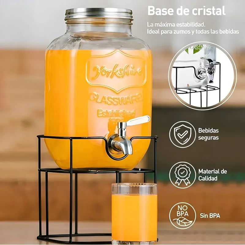 Dispensador Bebidas Con Atril Dispensador De Jugos Jarra 4l Color Transparente / Dispensador Cuadrado 4l