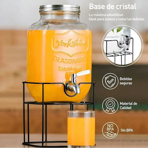 Dispensador Bebidas Con Atril Dispensador De Jugos Jarra 4l Color Transparente / Dispensador Cuadrado 4l