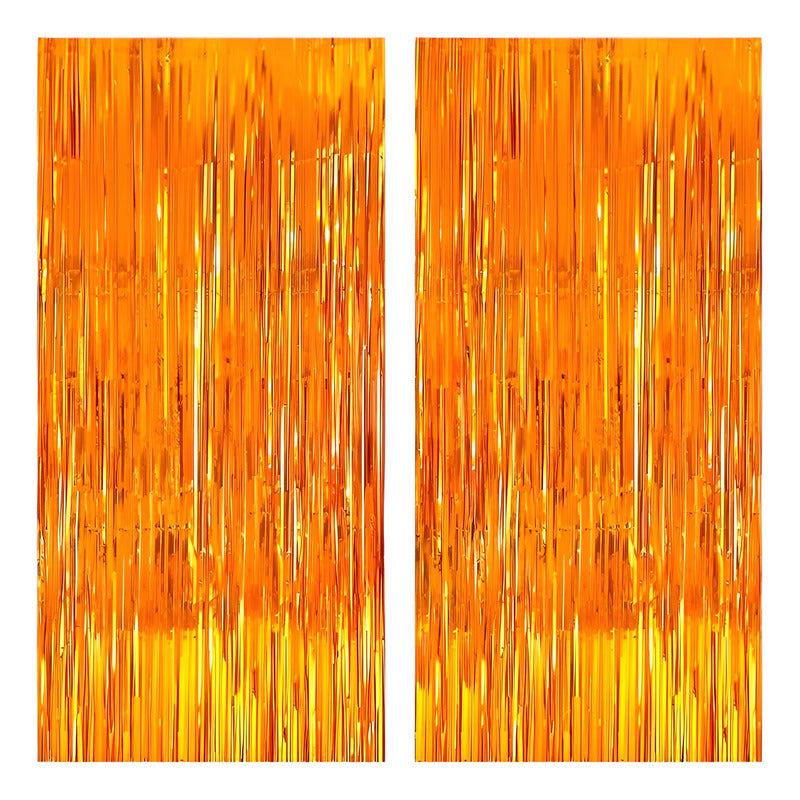 2 Cortina Metálicas Guirnalda Cortina Cumpleaños Decoracion Naranja