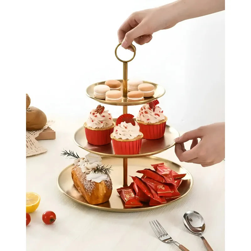 2 Porta Cupcake Porta Torta Exhibidor Candy Bar Soporte 2niv Dorado