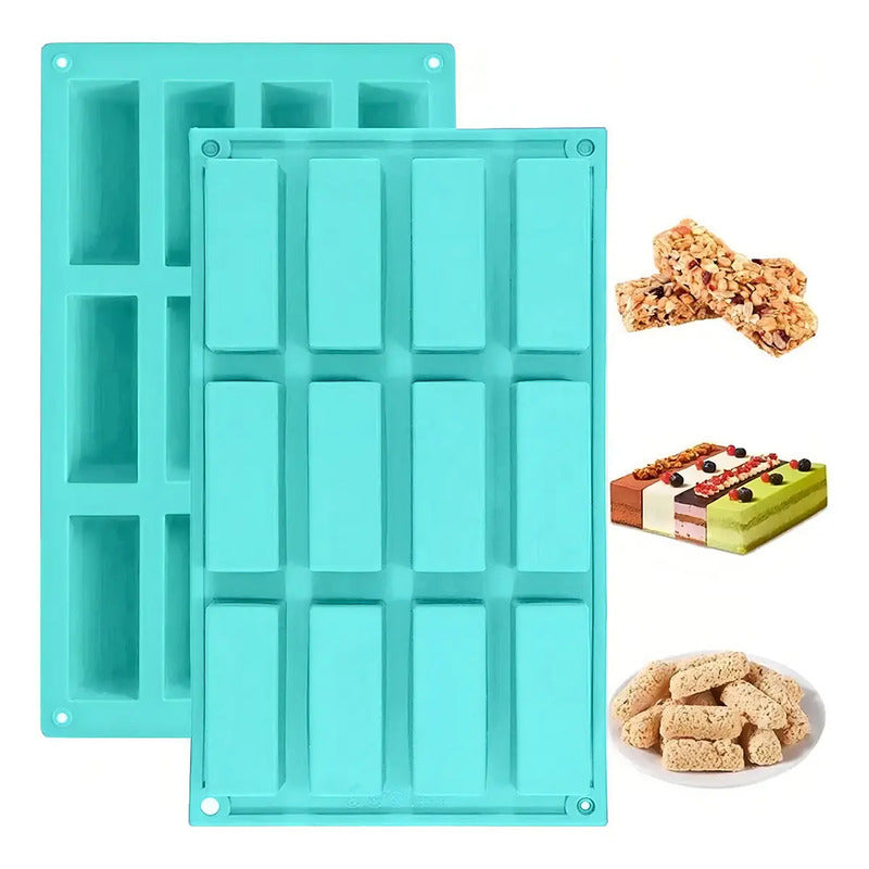 2 Molde Silicona Barra Cereal Chocolate Molde Silicona Barra Gris Claro Multicolor