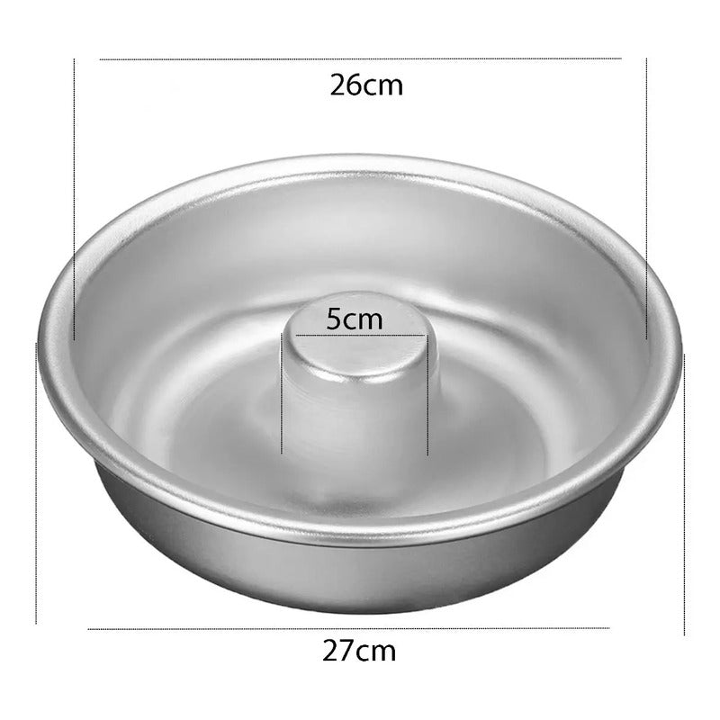 Molde Torta Molde Queque Redondo Molde Aluminio Flanera 26cm Gris Claro