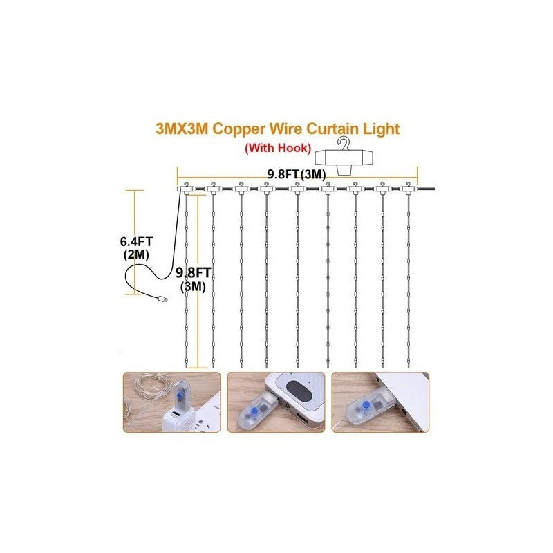 Cortina De Luces Led Cortina Luces Luces Navidad Led Control