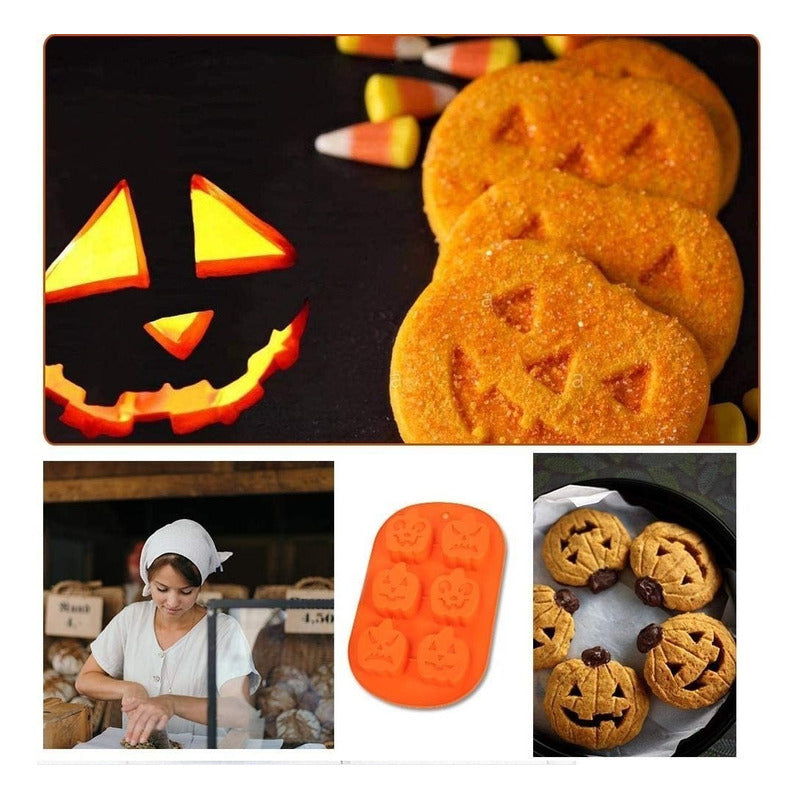 X2 Moldes Halloween Moldes Silicona Halloween Molde Calabaza Pack X2 Mnaranja 6 Caras De Halloween