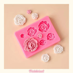 Molde De Silicona Molde Rosas Molde Fondant Rosas 7 Cavid Rosa